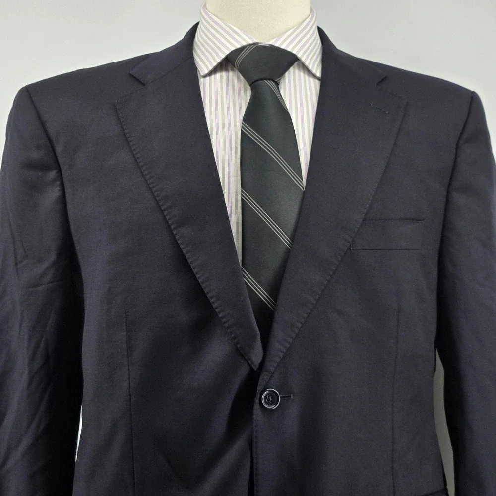 Ermenegildo Zegna Suit Jacket Mens 42 Navy Classic Fit Wool Viscose 2 Piece